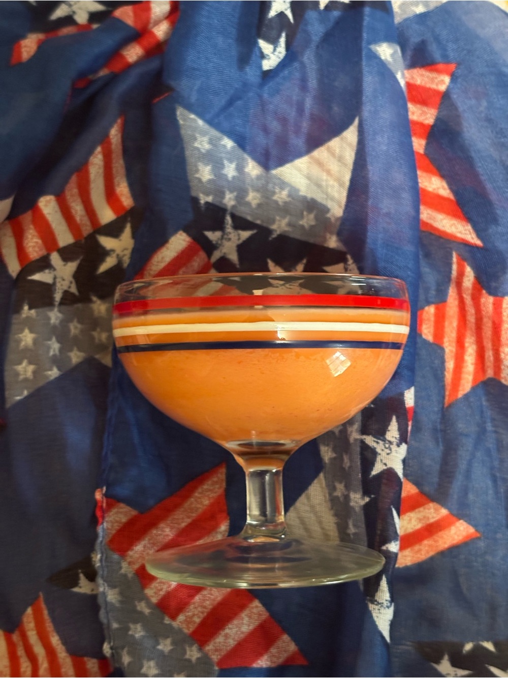 Patriotic glass with Fuzzy Naval scented candle